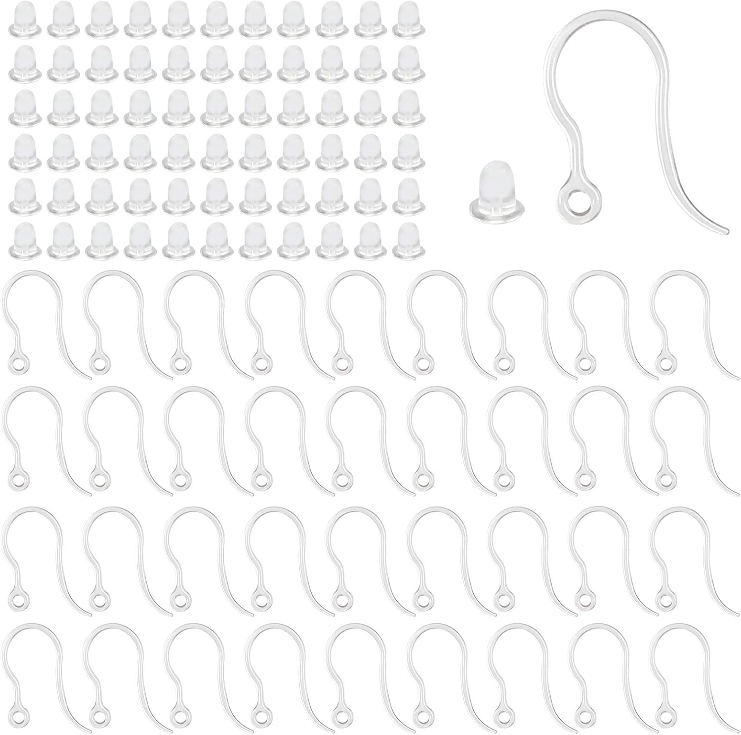 Jewelry Making Material - Ganchos de brinco de plástico transparente,